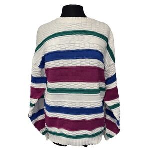 Vintage LOBO by Pendleton‎ Textured Striped Sweater Women's M White Multi Preppy